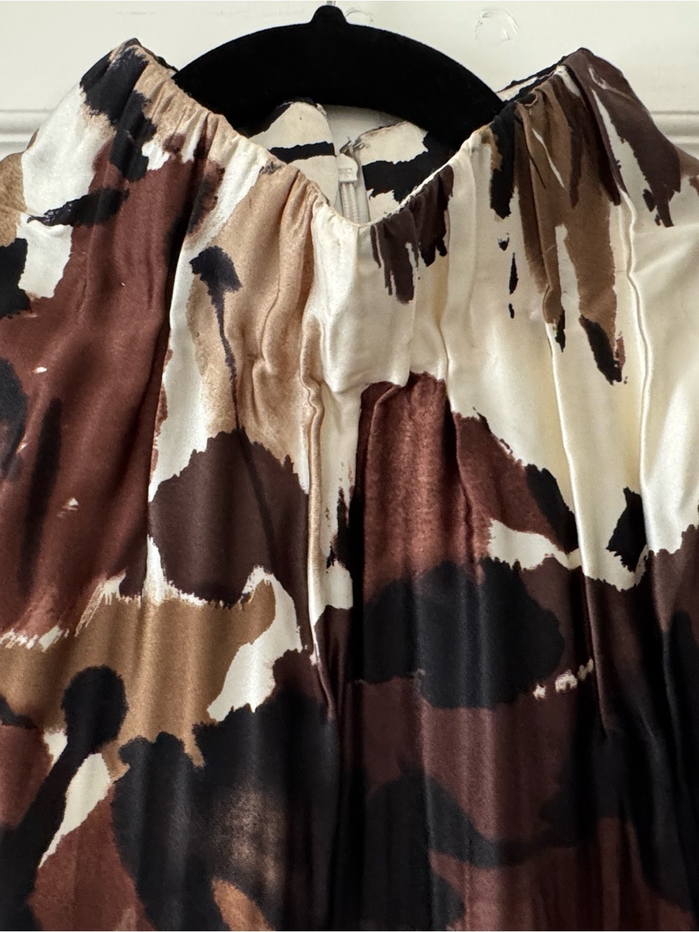 Ann Taylor 100% Silk Abstract Dress in Brown & Cream